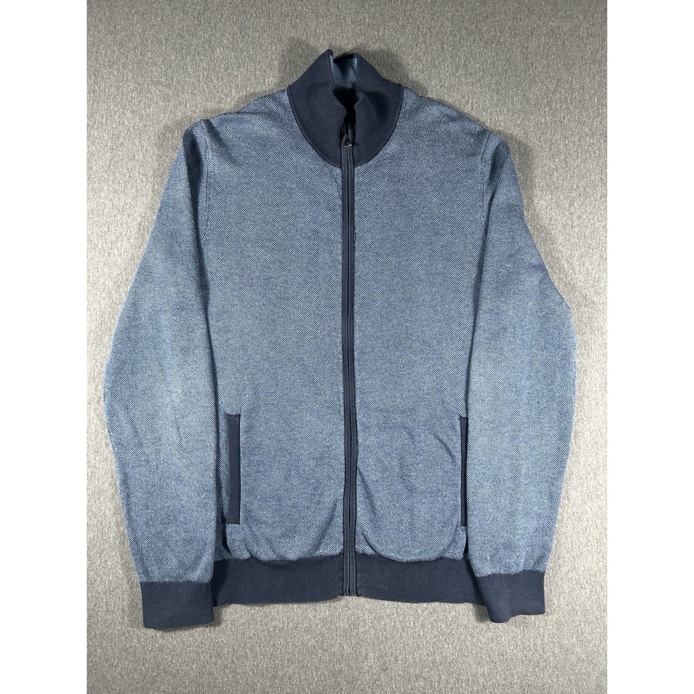 Banana Republic 100% Supima Cotton Full-Zip‎ Blue Knit Cardigan Sweater Medium